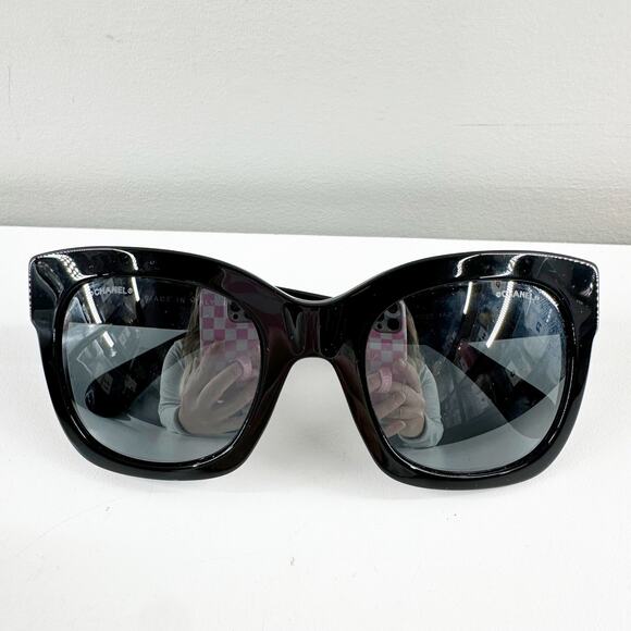 Chanel 5357 Square Oversized CC Designer Sunglasses Black - Picture 3 of 14